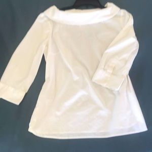 Classic white blouse w/boat-neck collar. Talbots, size medium. Like new!